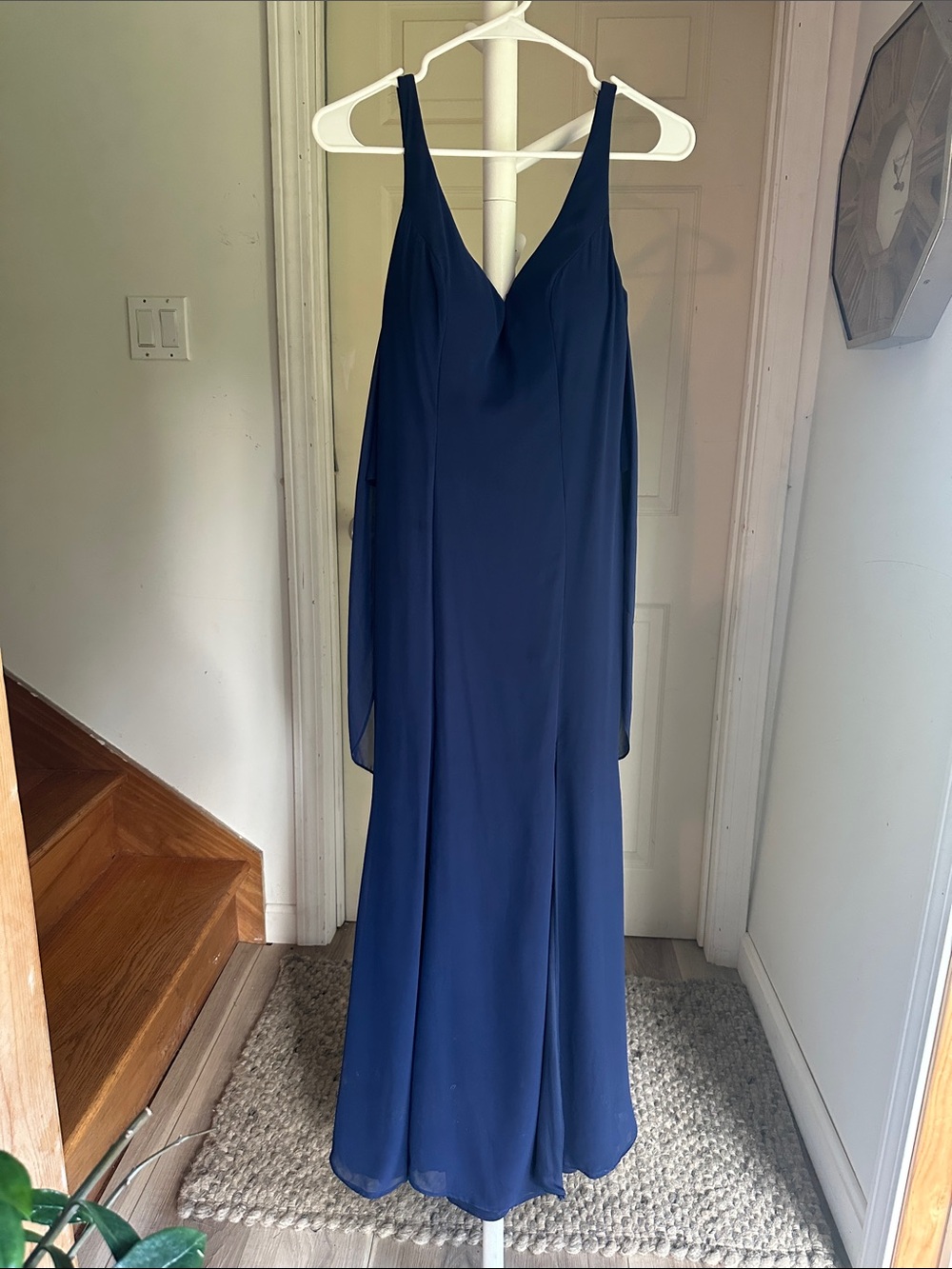 Sleeveless Navy Maxi Dress with V-Neck
